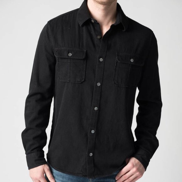 FRAME Men's Vintage Army Shirt in Faded Noir - Picture 5 of 5